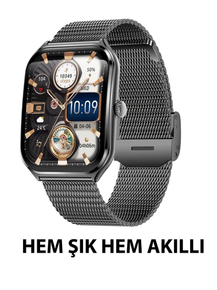 Logia Ultra Thin Edge 48mm Çelik Kasa Metal Kordon Akıllı Saat - 9