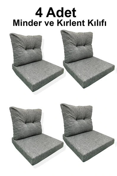 adımshops 4 Adet Bahçe Balkon Mobilyası Minderi Kılıfı (4 ADET MİNDER, 4 ADET KIRLENT Yanlızca Kılıf Gönderile