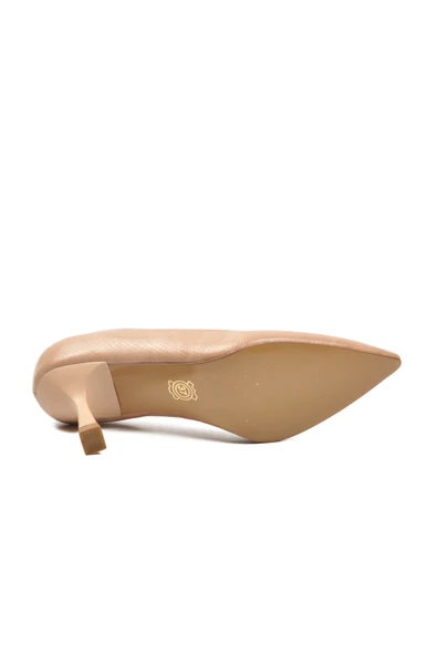 Aspor Bej Kırışık Kadın Topuklu Ayakkabı - 5