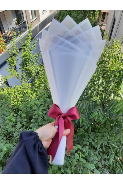 BUKET DÜNYASI 20 Li Led Işıklı Kenar Süslemeli Solmayan Gül Buketi BORDO Gül Dışı BEYAZ - Resim 2