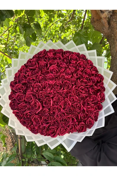 BUKET DÜNYASI 90 lı İSTEME SÖZ NİŞAN SOLMAYAN GÜL BUKETİ BORDO DIŞI BEYAZ ürün görseli