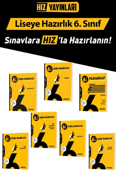 Hız Yayınları 6. Sınıf TÜM DERSLER Soru Bankası Seti Toplam 7 Kaynak 25-26 Sezon Güncel Baskı ürün görseli