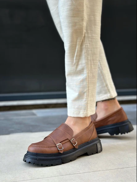 ET0242 Tokalı Klasik Yüksek Siyah Taban Taba Erkek Ayakkabı - Resim 2