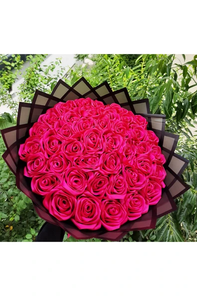 BUKET DÜNYASI SATEN KURDELE 4 CM FUŞYA PEMBE RENK 10 METRE SÜSLEME, SOLMAYAN GÜL - 2