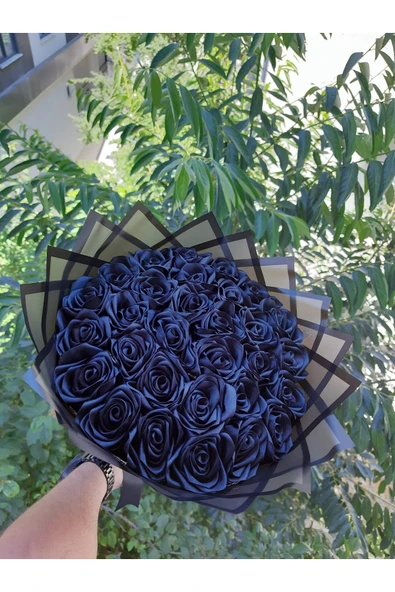 BUKET DÜNYASI SATEN KURDELE 4 CM SİYAH RENK 10 METRE SÜSLEME, SOLMAYAN GÜL - 2