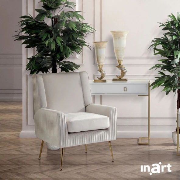 MONDECOR BEYAZ ALTIN VAZO 23×62CM - 2