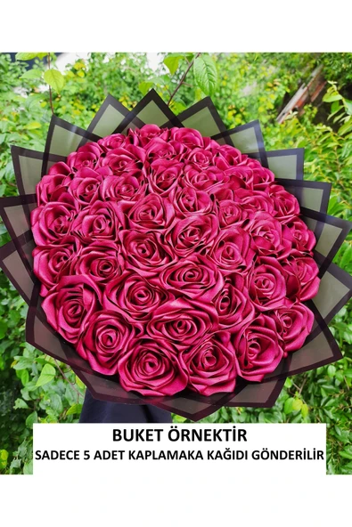 BUKET DÜNYASI 5 ADET SİYAH KAPLAMA KAĞIDI SADECE 5 ADET PAKETLEME JELATİN KAĞIDIDIR. BUKET ÖRNEKTİR - 4