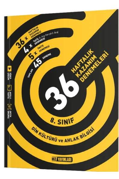 Hız Yayınları HIZ YAYINLARI 8. SINIF LGS'YE HAZIRLIK  DİN KÜLTÜRÜ DENMESİ 36 HAFTA TEKRAR DENEMESİ ürün görseli