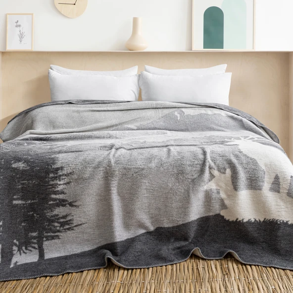 Schafer Home Deer Çift Kişilik Battaniye 200x220 Cm 1 Parça-Gri