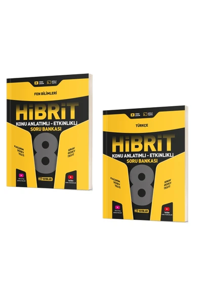 Hız Yayınları 8. Sınıf Hibrit Fen Bilimleri + Hibrit Türkçe Soru Bankası (2 Kitap) ürün görseli