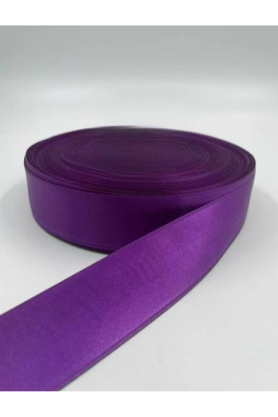 BUKET DÜNYASI Saten Kurdele 4 Cm Mor Renk 10 Metre Süsleme, Solmayan Gül - 1