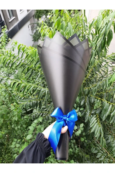 BUKET DÜNYASI 20 Li Led Işıklı Solmayan Gül Buketi MAVİ GÜL ORTADA SİYAH GÜL DIŞI SİYAH ÖZEL TASARIM - 2