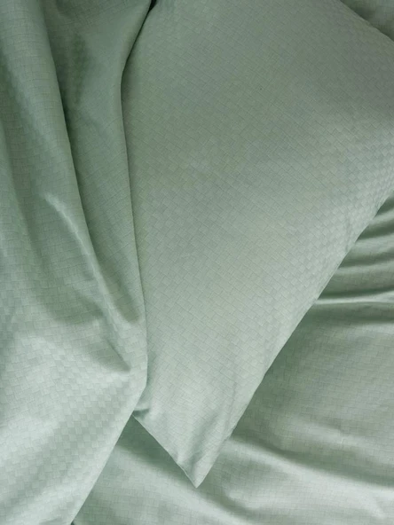 Cotton Box Plaid Çift Kişilik Nevresim Takımı Adaçayı - Resim 3