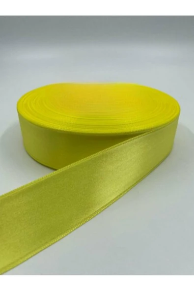 BUKET DÜNYASI SATEN KURDELE 4 CM SARI RENK 10 METRE SÜSLEME, SOLMAYAN GÜL - 1
