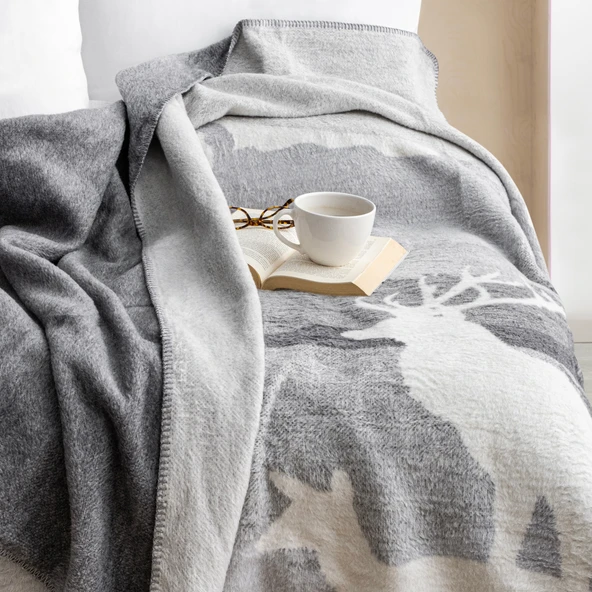 Schafer Home Deer Çift Kişilik Battaniye 200x220 Cm 1 Parça-Gri - 2