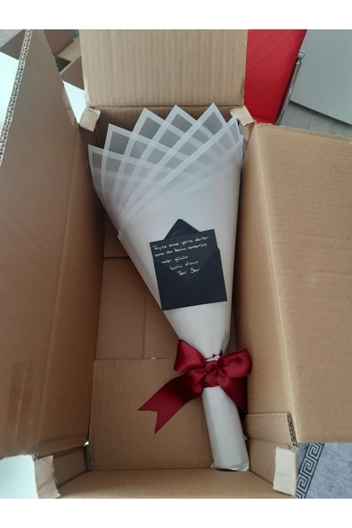 BUKET DÜNYASI 30 Lu Led Işıklı Kenar Süslemeli Solmayan Gül Buketi Beyaz Gül Dışı Pembe - Resim 4