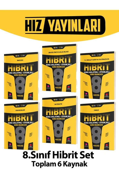 Hız Yayınları 8. Sınıf Hibrit Tüm Dersler Soru Bankası Seti - Türkçe-Matematik-Fen-Din-İngilizce-İnkılap - Resim 2