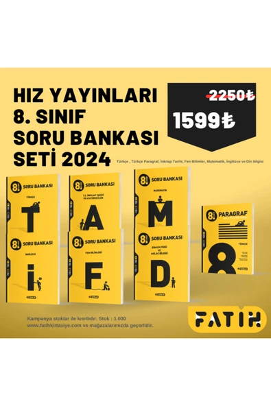 Hız Yayınları Hız Yayınları 8.Sınıf Tüm Dersler Soru Bankası Seti 2024-2025 (Türkçe-Matematik-Fen-İnkilap-Din-İngi ürün görseli