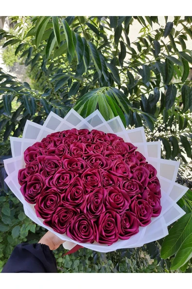 BUKET DÜNYASI 41 Li Led Işıklı Solmayan Gül Bordo Gül Dışı Beyaz Isteme, Söz, Nişan, Mezuniyet Için Ideal ürün görseli 1