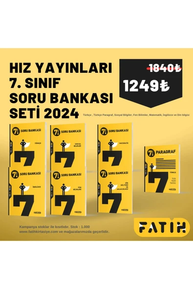 Hız Yayınları Hız Yayınları 7.Sınıf Tüm Dersler Soru Bankası Seti 2024-2025 (Türkçe-Matematik-Fen-Sosyal-Din-İngil ürün görseli