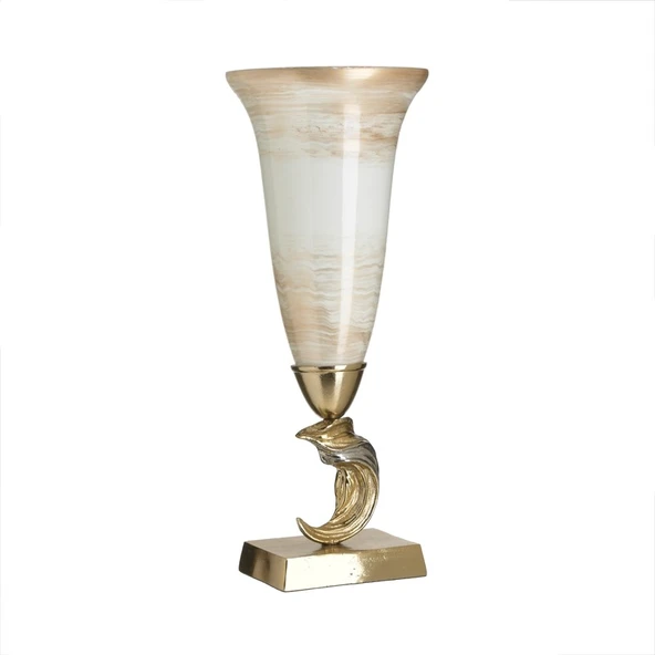 MONDECOR BEYAZ ALTIN VAZO 23×62CM - 1