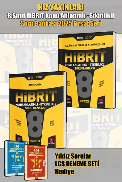 Hız Yayınları 8.Sınıf Hibrit Matematik - İnkılap Konu Anlatımlı Soru Bankası Seti - Yıldız Sorular ile ürün görseli