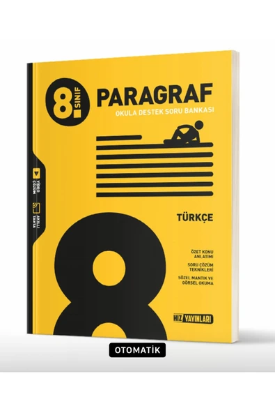 Hız Yayınları HIZ YAYINLARI 8.SINIF TÜRKÇE PARAGRAF SORU BANKASI ürün görseli