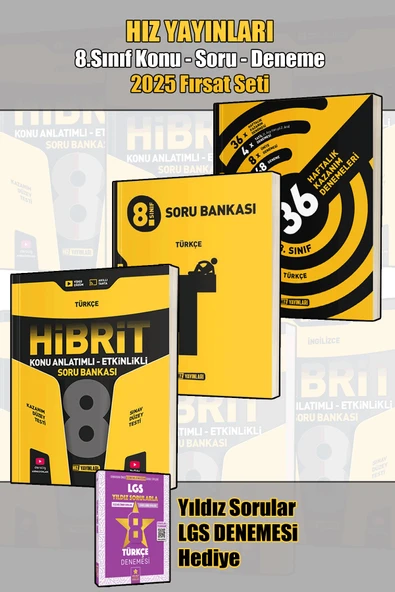 Hız Yayınları 8.Sınıf Türkçe Hibrit Konu Anlatım - Soru Bankası - 36 Hafta Deneme Fırsat Seti 2024/25 Dönem ürün görseli