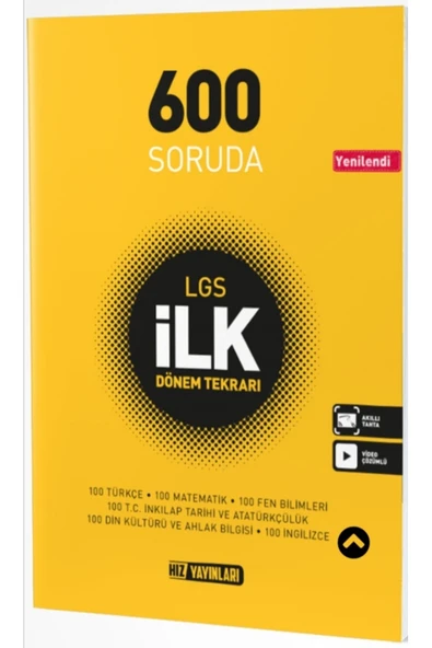 Hız Yayınları 8. Sınıf 600 Soruda Lgs 1. Dönem Tekrarı Yeni 2020 ürün görseli