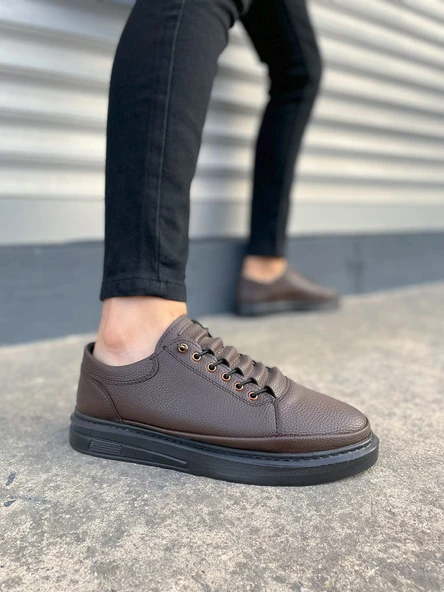 JY0535 Prime Bağcıklı Cilt Erkek Günlük Sneaker Ayakkabı CST - Kahverengi ürün görseli