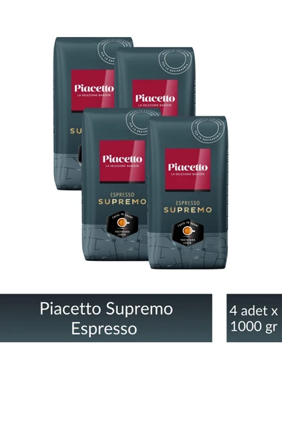 Piacetto Espresso Supremo Çekirdek Kahve 1 kg x 4 Adet ürün görseli