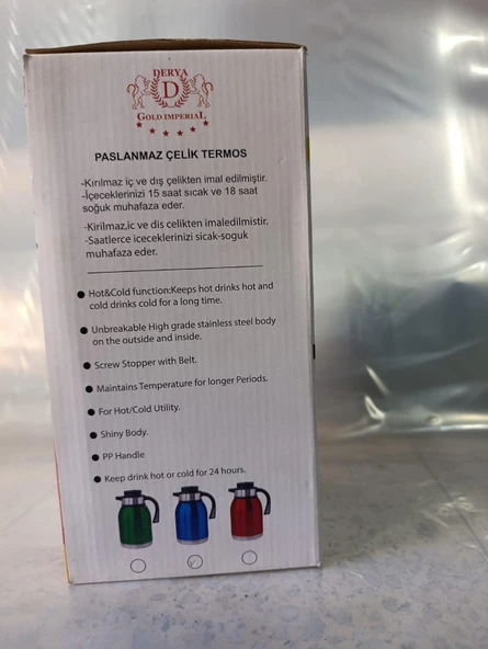 Paslanmaz Çelik Termos derya gold imperial 2 litre - 5