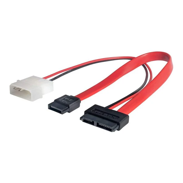 mini sata Slimline SATA 6+7 13 pin to sata 4 pin molex power kablo 50cm - 2