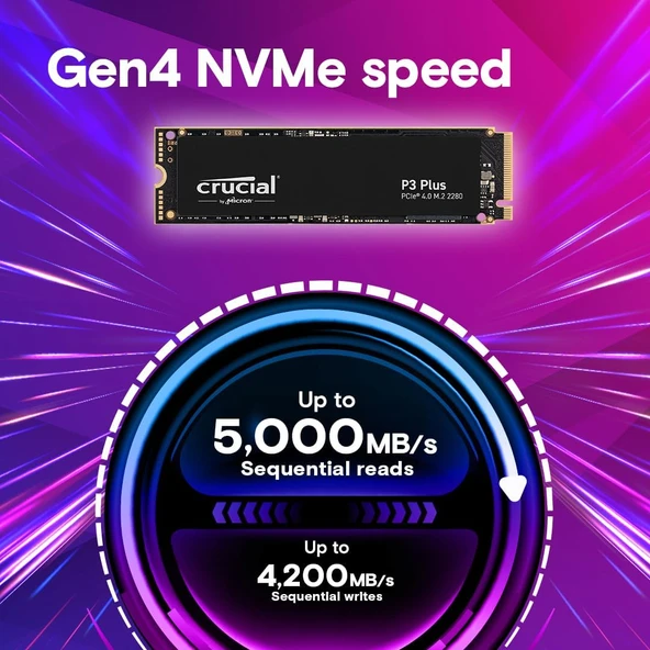 Crucial P3 Plus 4TB SSD m.2 NVMe PCIe 4800-4100MB/s 2280 PCIe Gen3 CT4000P3PSSD8 - 5