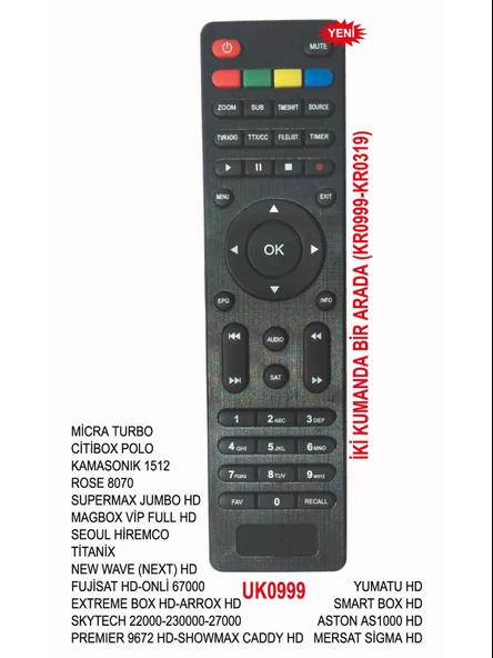 YUMATU HD UYDU KUMANDASI ürün görseli 1