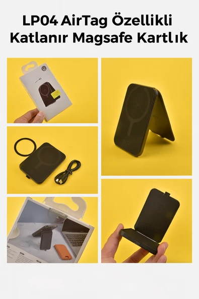 ÜSKÜDAR İLETİŞİM LP04 AirTag Özellikli Katlanır Magsafe Uyumlu Stant Olma       Özellikli Kart Giriş Mıknatıslı Kartlık - Resim 6