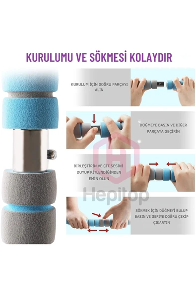 Hepitop 8 Parça Ağırlıklı Metal Hulahop Büyük Boy 85 Cm Çapında 750 GR Hula Hoop - 3