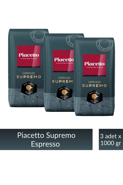 Piacetto Espresso Supremo Çekirdek Kahve 1 kg x 3 Adet ürün görseli