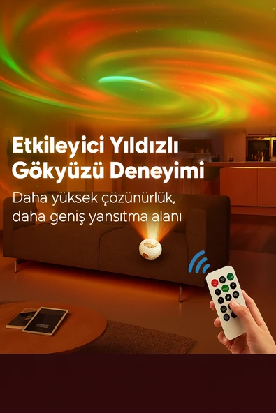 YH12 2 si 1 Arada Akıllı Yıldız projeksiyon Renkli Işık Gösterileri  Bluetooth Hoparlör - 6