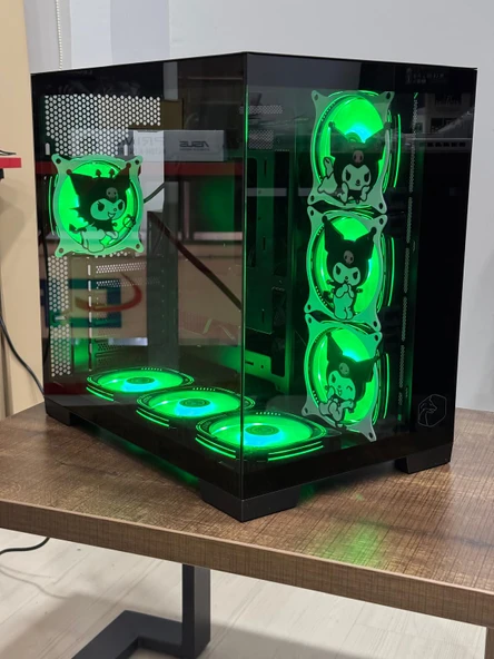 Gametech Kuromi Karakterli 7 RGB Fanlı Akvaryum Kasa Siyah - Resim 3