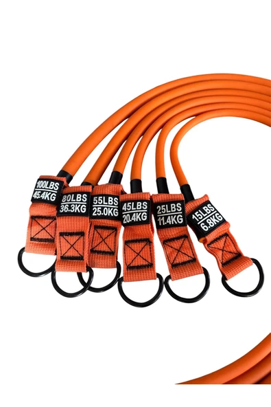 Hepitop Çantalı Lateks 18 Parça Direnç Lastiği Seti Toplam 145 Kg Ağırlık Lastiği Kapı Arkası Güç Bandı - 5