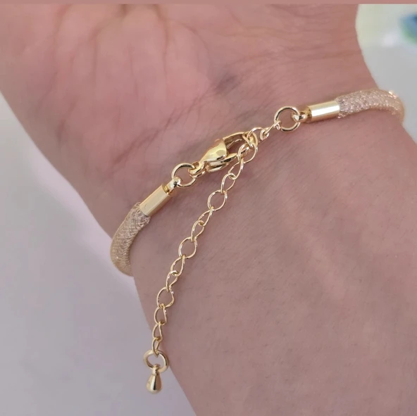 İsme Özel Kuş Motifli Hasır Kordonlu 14 Ayar Altın Plakalı Hediye Bileklik-365 - Resim 5