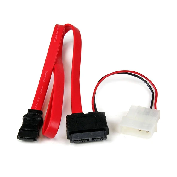 mini sata Slimline SATA 6+7 13 pin to sata 4 pin molex power kablo 50cm ürün görseli 1