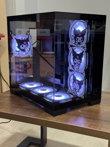 Gametech Kuromi Karakterli 7 RGB Fanlı Akvaryum Kasa Siyah - Resim 5