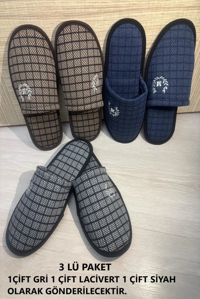 3'lü Kışlık Ev Terliği Misafir Terliği Çeyiz Bohça Terliği - Resim 5