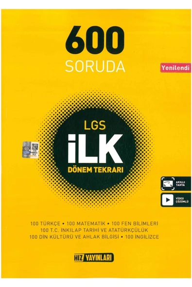 Hız Yayınları 8. Sınıf 600 Soruda Lgs Ilk Dönem Tekrarı ürün görseli