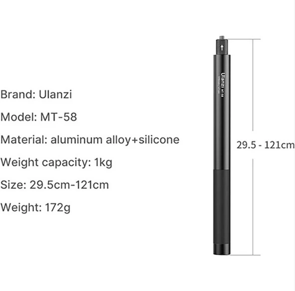 Ulanzi MT-58 Aksiyon Kamerası Uzatılabilir Selfie Çubuğu - 8