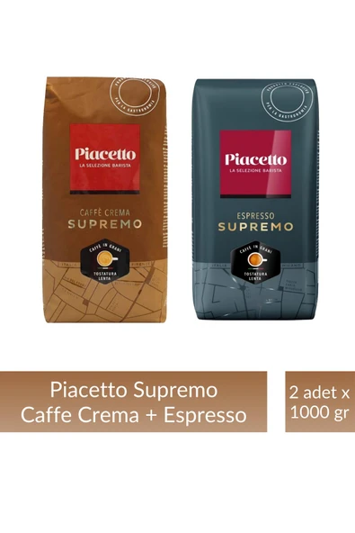 Piacetto Cafe Crema ve Espresso Supremo Çekirdek Kahve Tanışma Paketi 1 kg x 2 Adet ürün görseli
