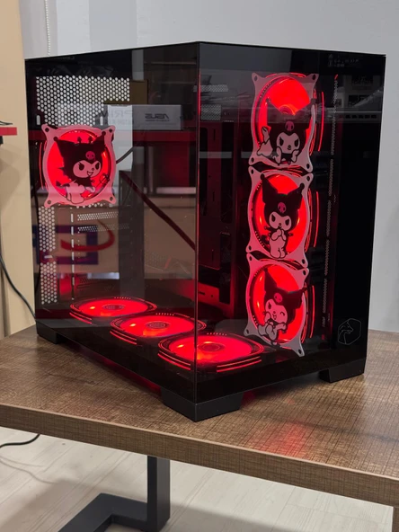 Gametech Kuromi Karakterli 7 RGB Fanlı Akvaryum Kasa Siyah - Resim 4