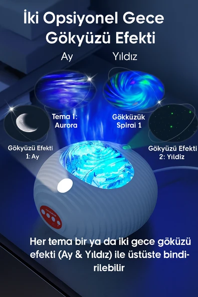 YH12 2 si 1 Arada Akıllı Yıldız projeksiyon Renkli Işık Gösterileri  Bluetooth Hoparlör - 4